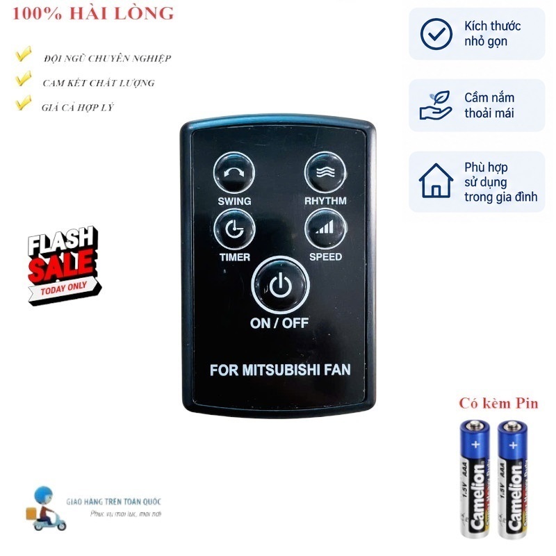 Remote Điều khiển quạt Mitsubishi ((Màu Đen)) TREO TƯỜNG- HÀNG CHẤT LƯỢNG TẶNG SẴN PIN