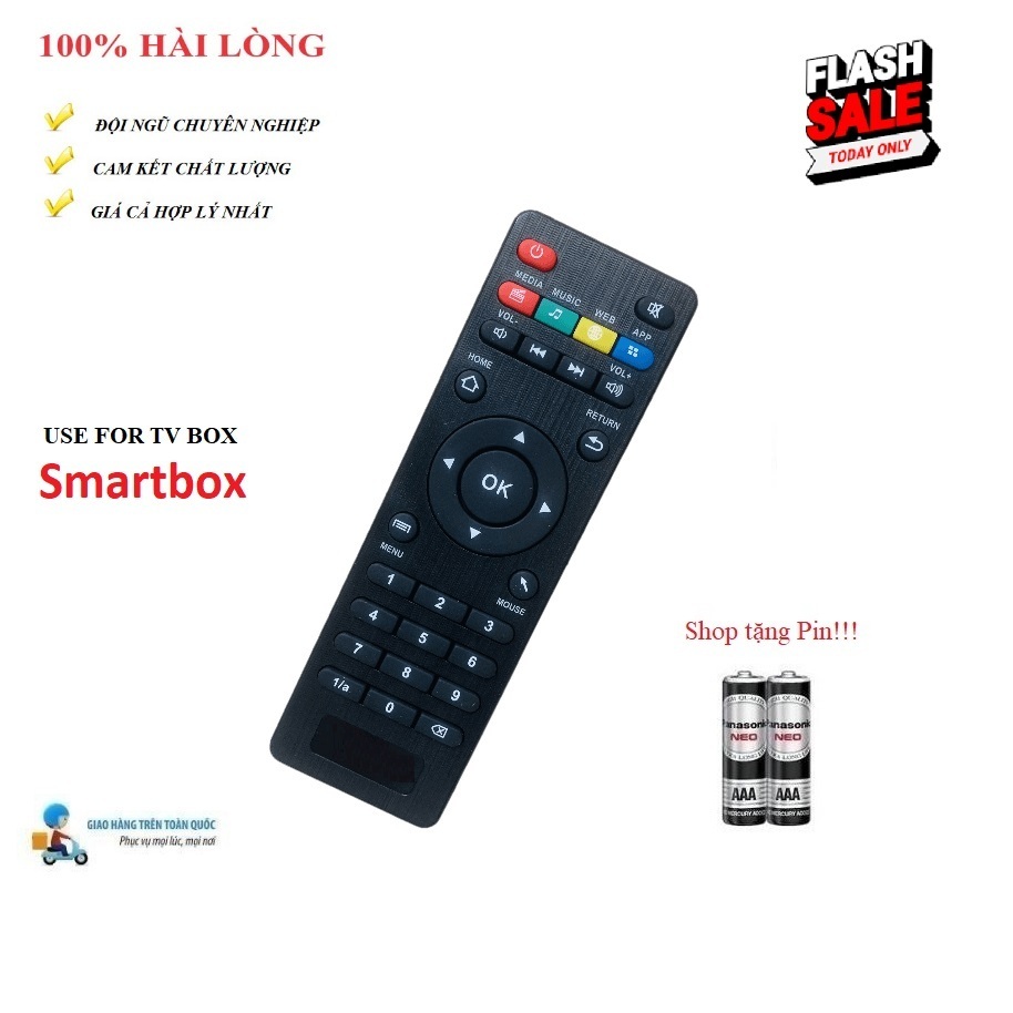 Remote Điều khiển thay thế tương thích cho đầu thu SmartBox VNPT MyTV - Hàng mới Tặng kèm Pin