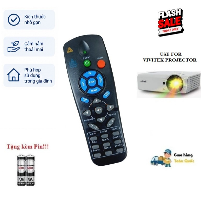 Remote Điều khiển thay thế tương thích cho máy chiếu Vivitek- HÀNG mới Tặng kèm Pin