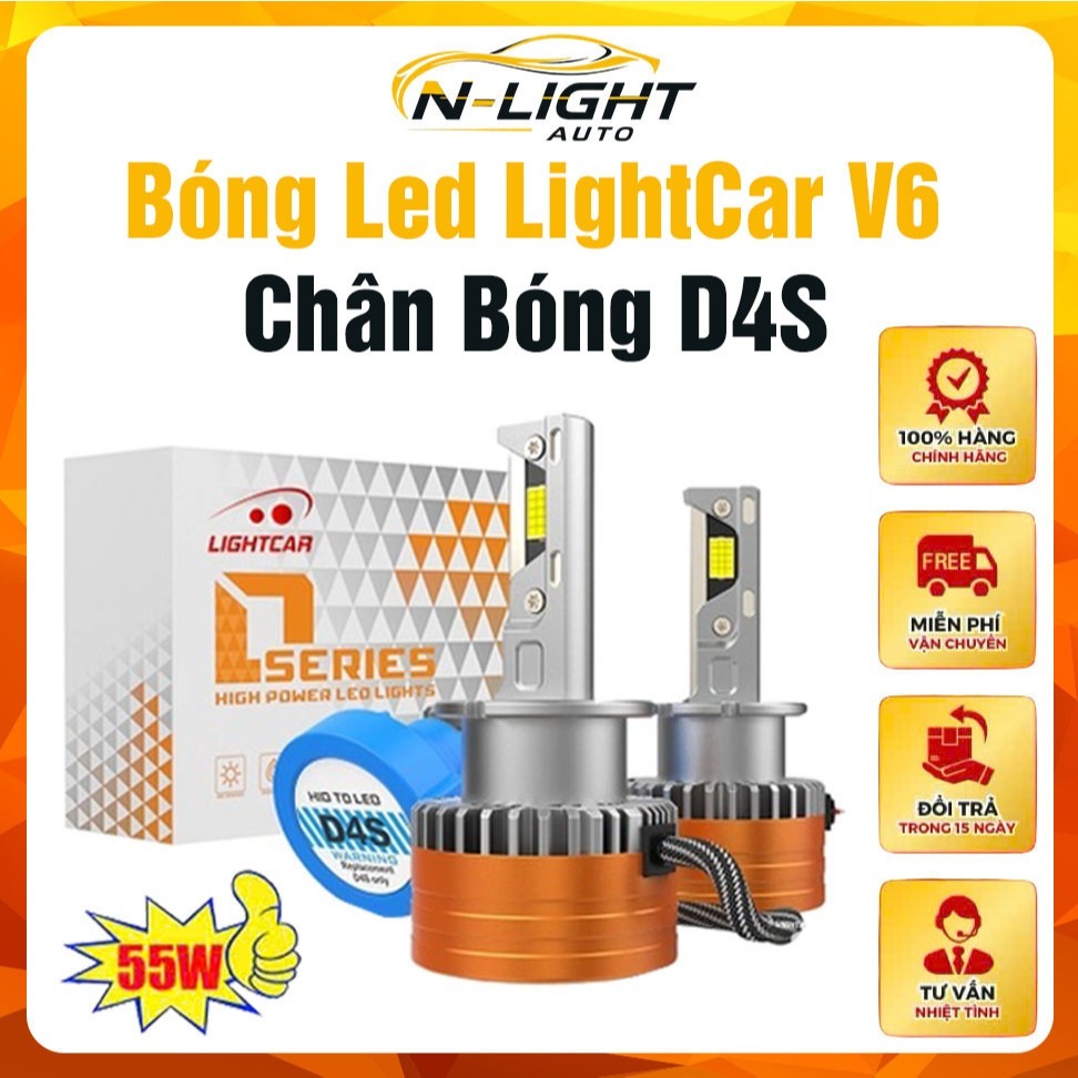 Bóng Led Chân D4S Cao Cấp , LightCar V6 D4S Siêu Sáng 55W