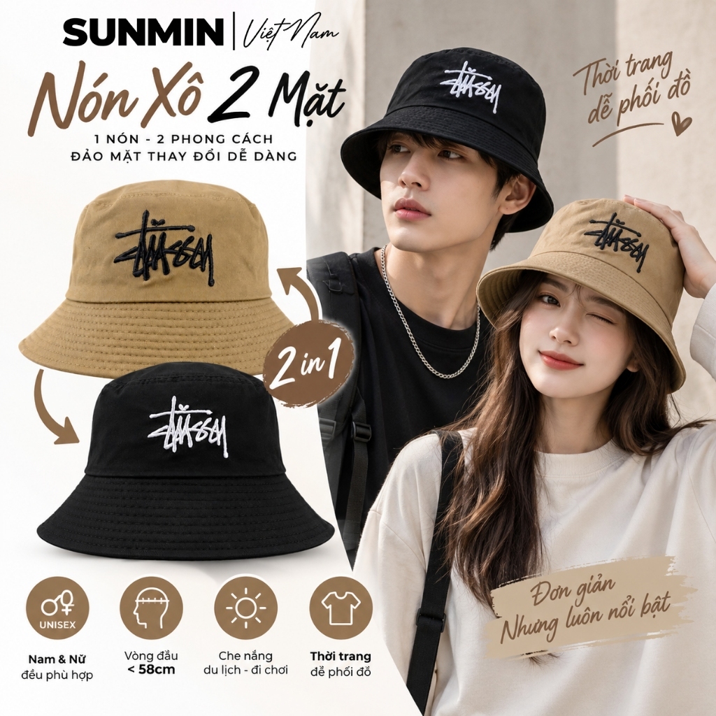 Mũ Nam Nữ Bo Vành Tròn Phong Cách Streetwear Hàn Quốc Phối Đồ Mũ Chống Nắng Nữ Xinh Đường Phố