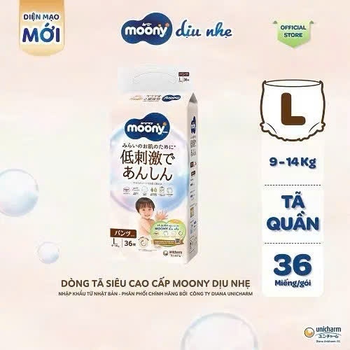Tã/Bỉm Moony Natural, Moony Dịu Nhẹ Đủ Size Cho Bé size NB66,S60,M46,L38,L36,XL32