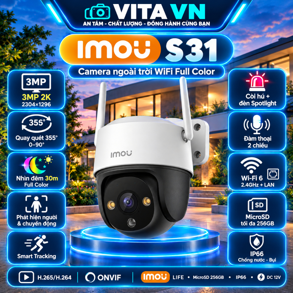 CAMERA IMOU NGOÀI TRỜI CRUISER SE+ 5M - S51FEP VÀ 3M - S31FEP -K7FP -S7XEP  ĐÀM THOẠI 2 CHIỀU CÓ MÀU