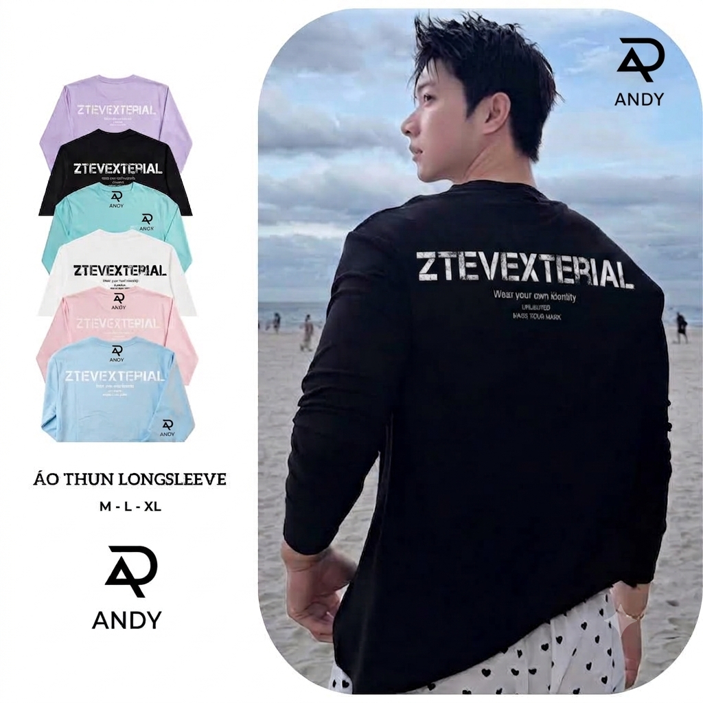 Áo Thun Dài Tay Long Sleeve ANDYSHOP Nam Nữ Oversize In Chữ Xước Basic Phong Cách Hàn Quốc Unisex