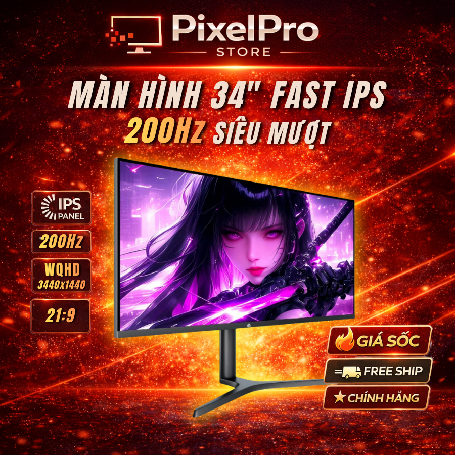 Màn Hình 34 inch 4K 200Hz QLED Fast IPS – 3440×1440, Màn Hình Gaming & Đồ Họa Ultrawide MÀN HÌNH AFD