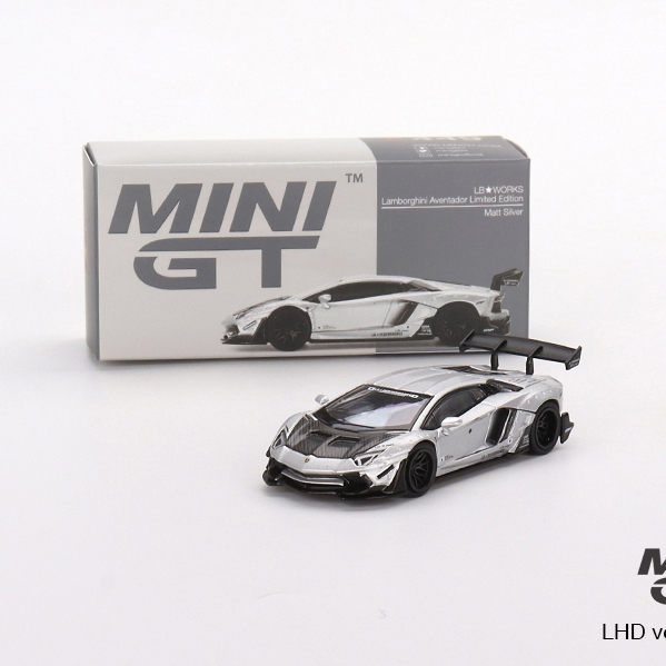 Mô Hình Xe MINI GT 1:64 LBWK Lamborghini Aventador Matt Silver #449 MGT00449 LHD (siêu hiếm)
