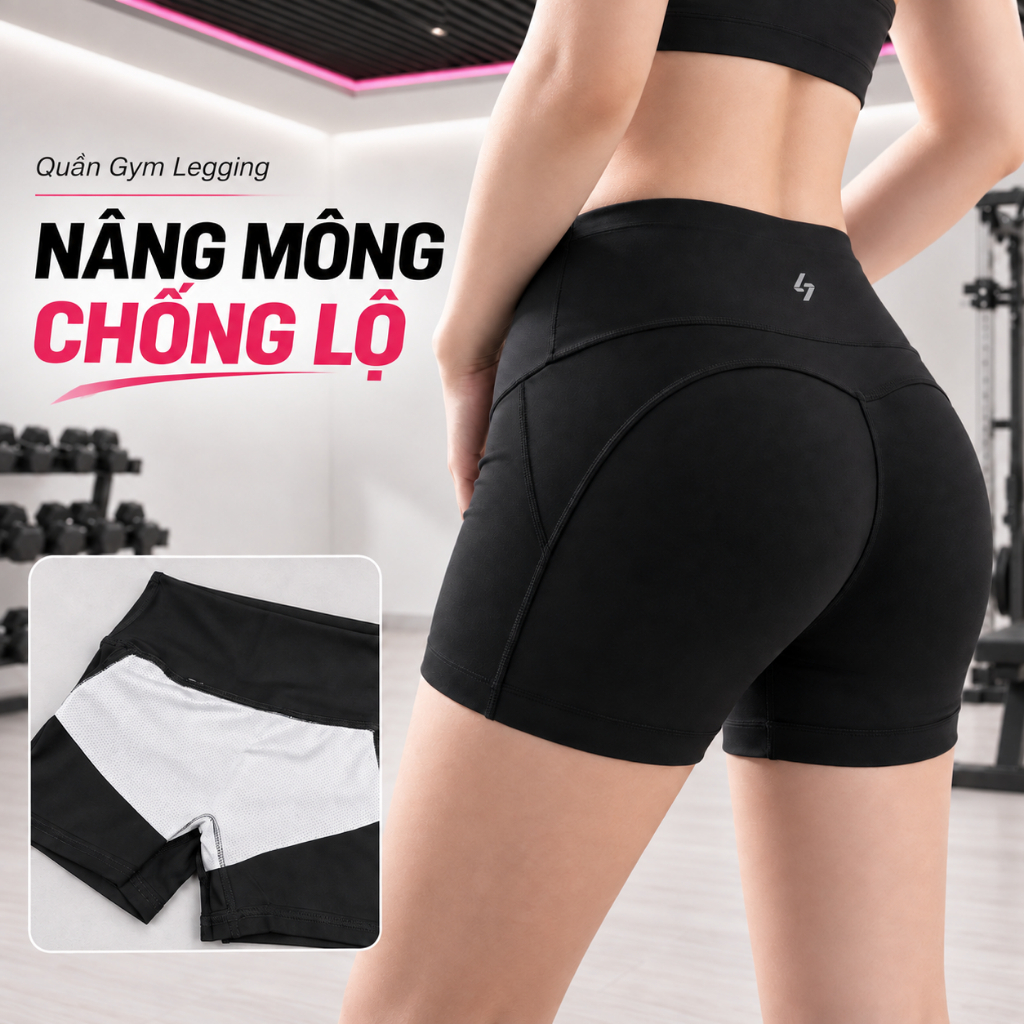 Q11N — Short Gym Nữ Eo Cao Double Layer