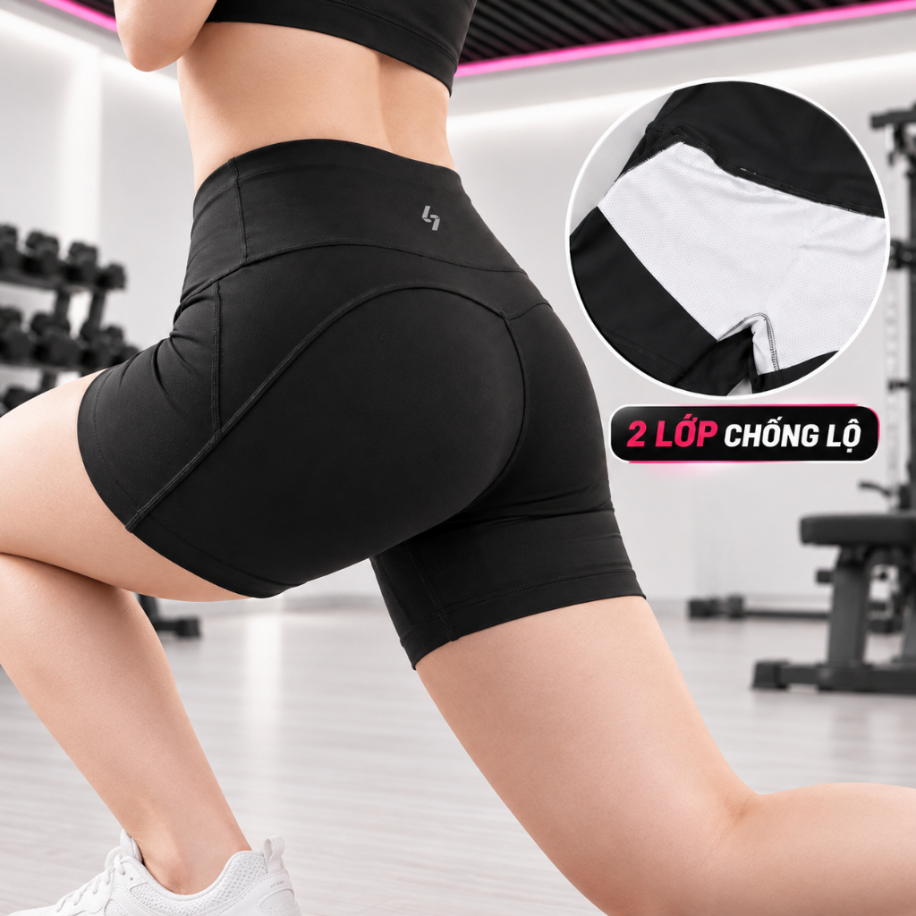 Q11N — Short Gym Nữ Eo Cao Double Layer 3