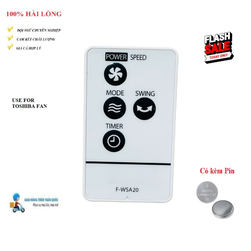 [XẢ KHO GIÁ TỐT] Remote Điều khiển quạt  treo tường TOSHIBA F-WSA20 - HÀNG 100% Tặng kèm Pin