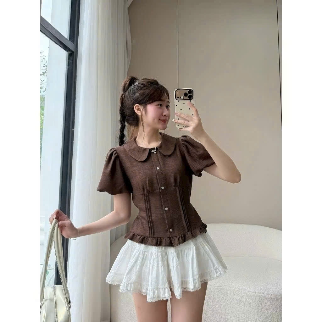 Áo thời trang nữ somi mango bèo cổ sen