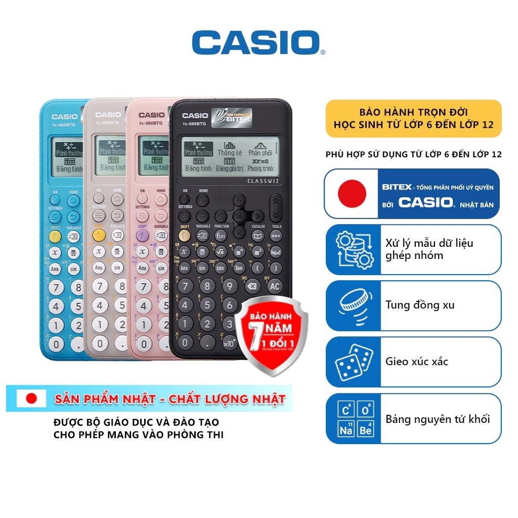 Máy tính Casio Fx-880BTG Chất Lượng Cao - Máy tính Casio Fx-880BTG Chính Hãng Cao Cấp