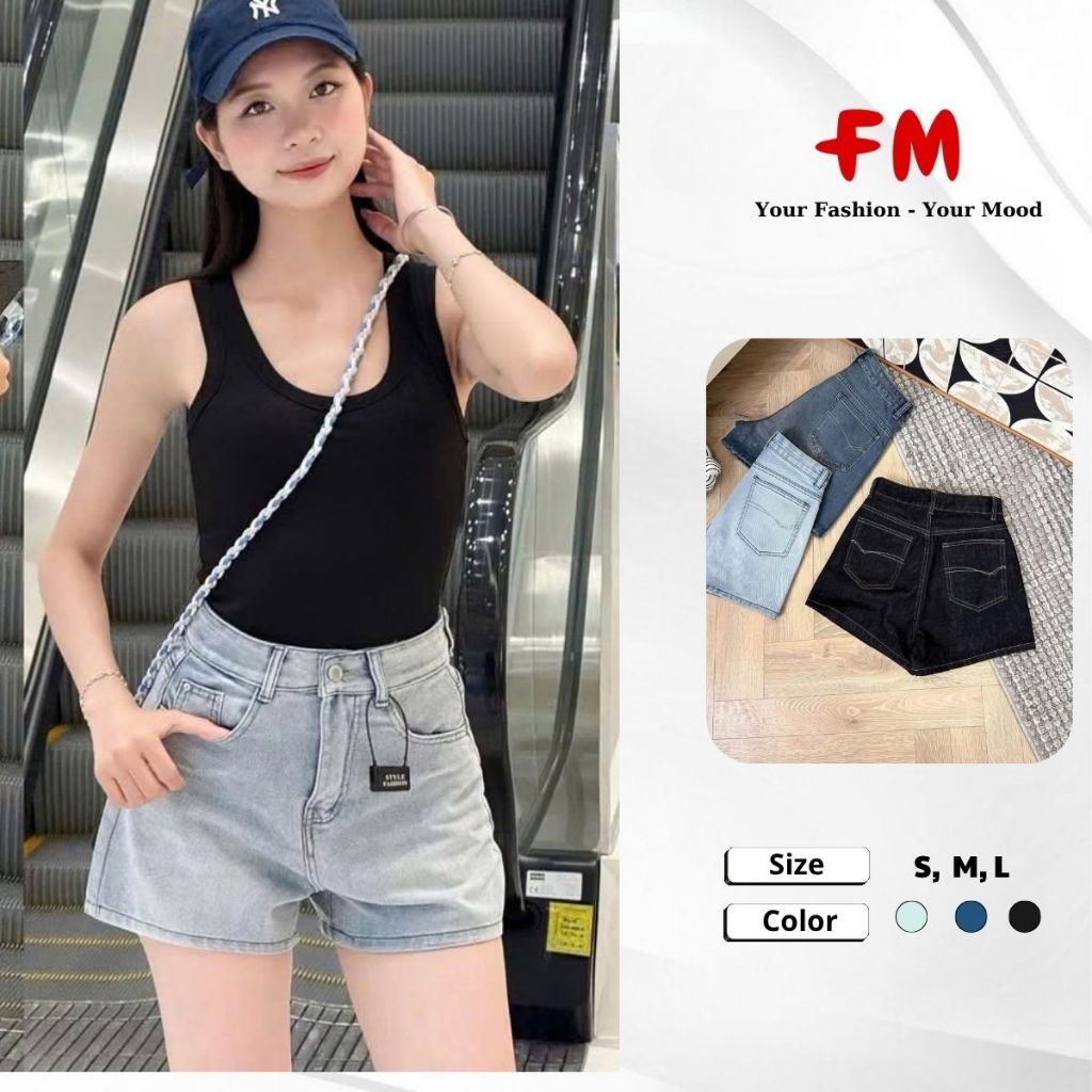 Short Jeans Nữ FMSTYLE Dáng Ngắn thêu túi sau 3 màu đủ size S M L 26080635