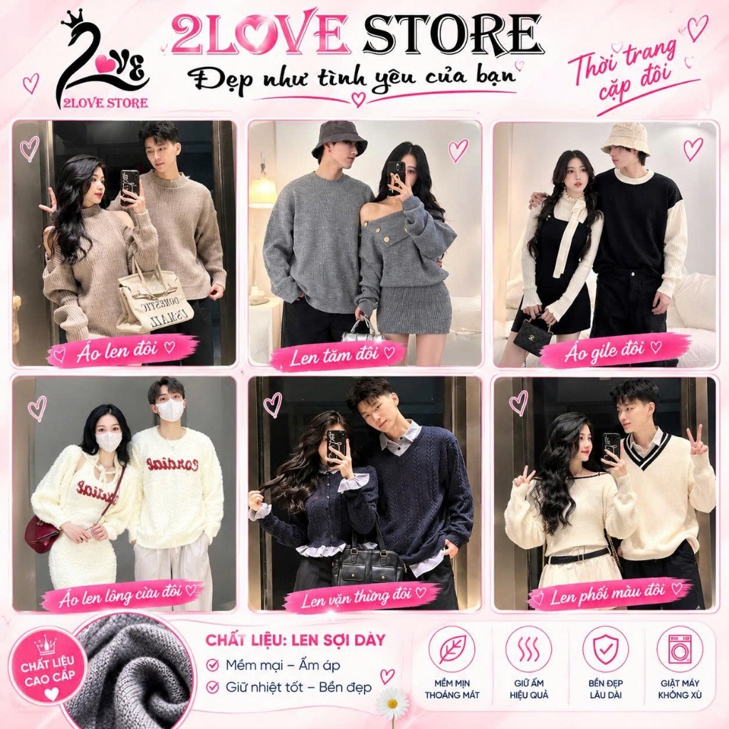 (Sẵn Hàng_ Hàng QC ) Set đồ đôi nam nữ , bộ đồ đôi couple Áo đôi, Áo len đôi nam nữ đồ đôi couple 2L