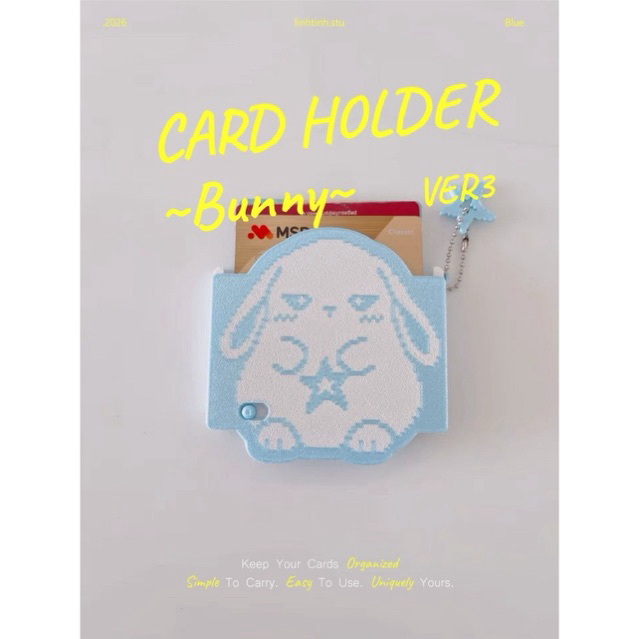 ( Custom Name FREE ) Card Holder đựng thẻ Bunny | Version Thẻ Ngang