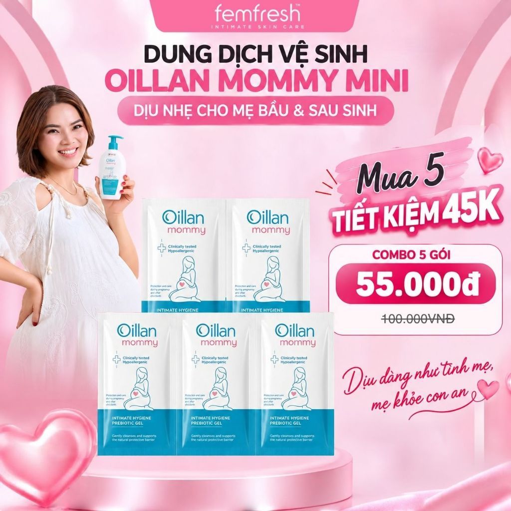 Dung Dịch Vệ Sinh Cho Mẹ Bầu Sau Sinh Oillan Mommy Prebiotic Gel Dịu Nhẹ pH Cân Bằng 7ml/1 gói