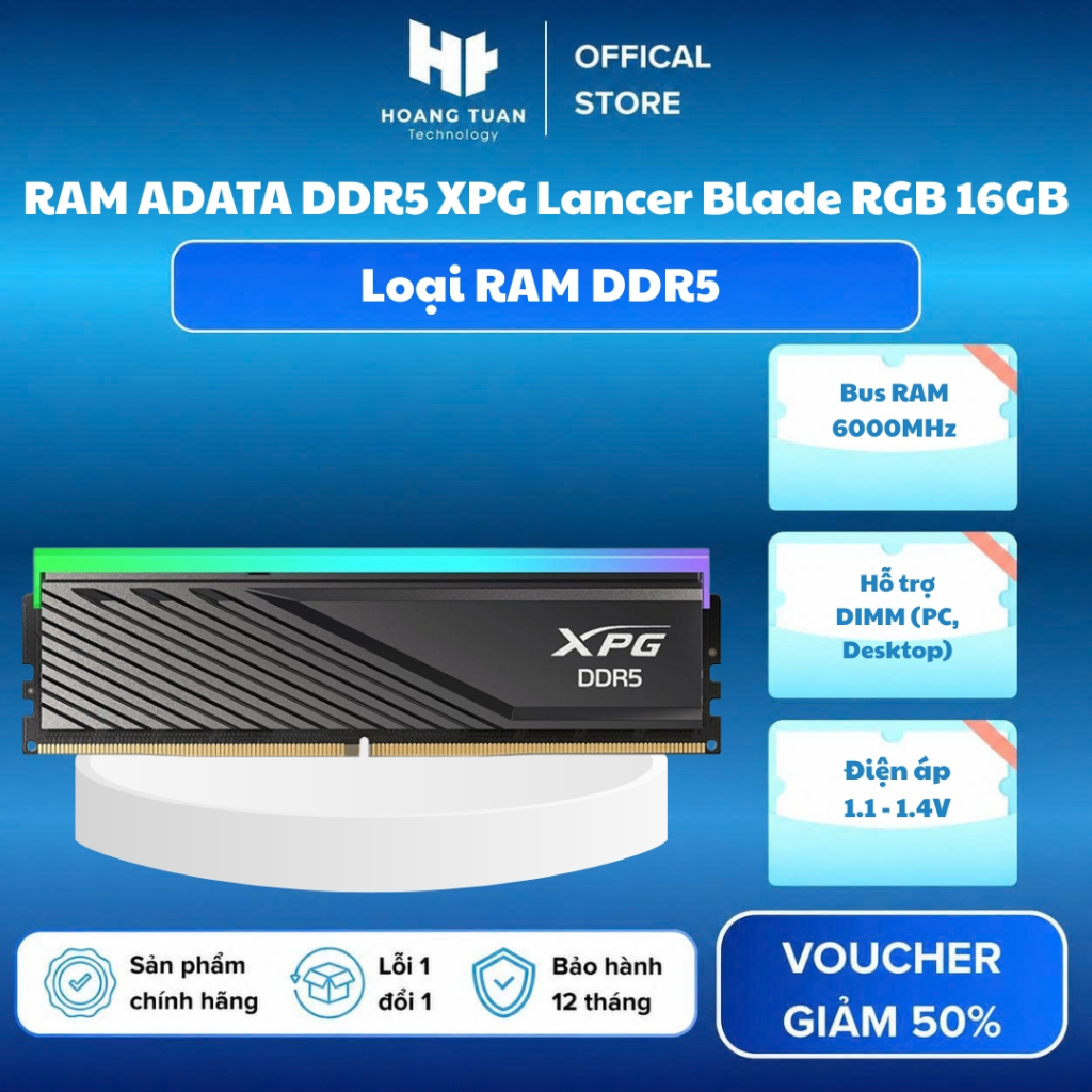 RAM ADATA XPG Lancer Blade RGB 16GB DDR5 5600MHz (1x16GB, White and Black, AX5U5600C4616G-SLABRWH) c