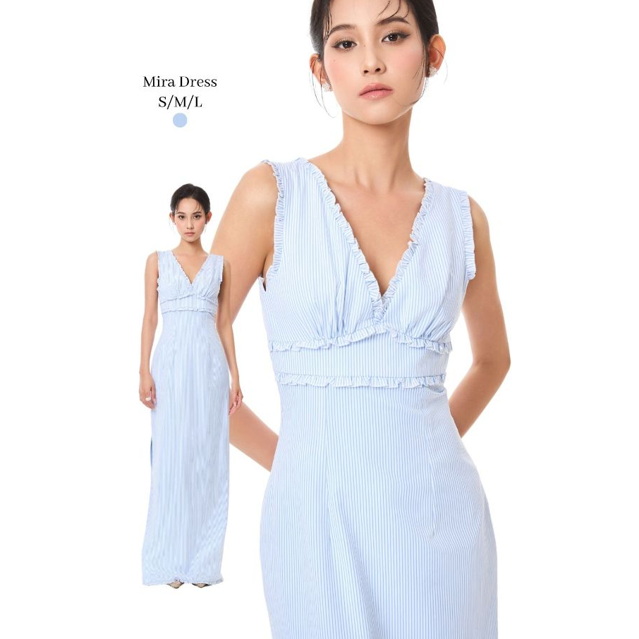 ĐẦM DÀI CỔ V - MIRA DRESS - NN QUIET STYLE