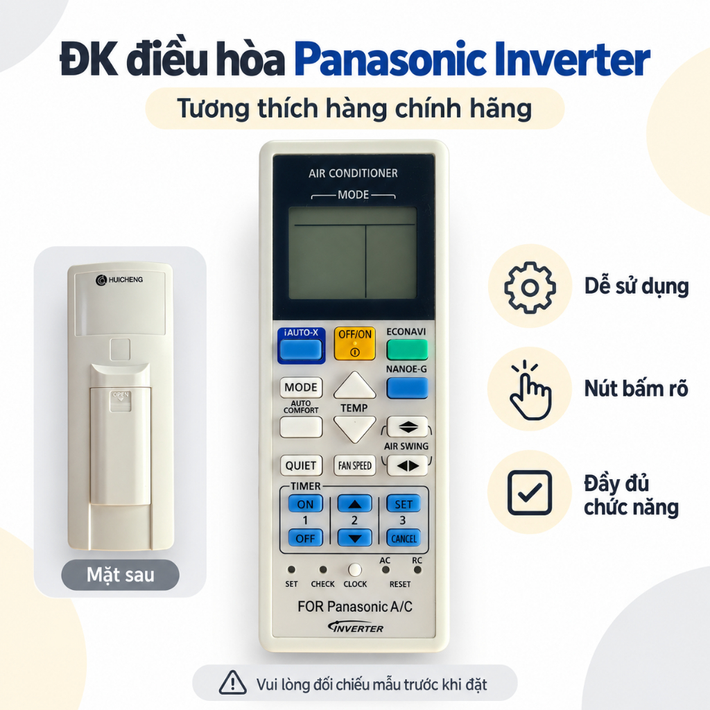 Điều Khiển Điều Hòa Panasonic Inverter A/C Tương Thích – Remote Máy Lạnh Panasonic iAUTO-X ECONAVI N