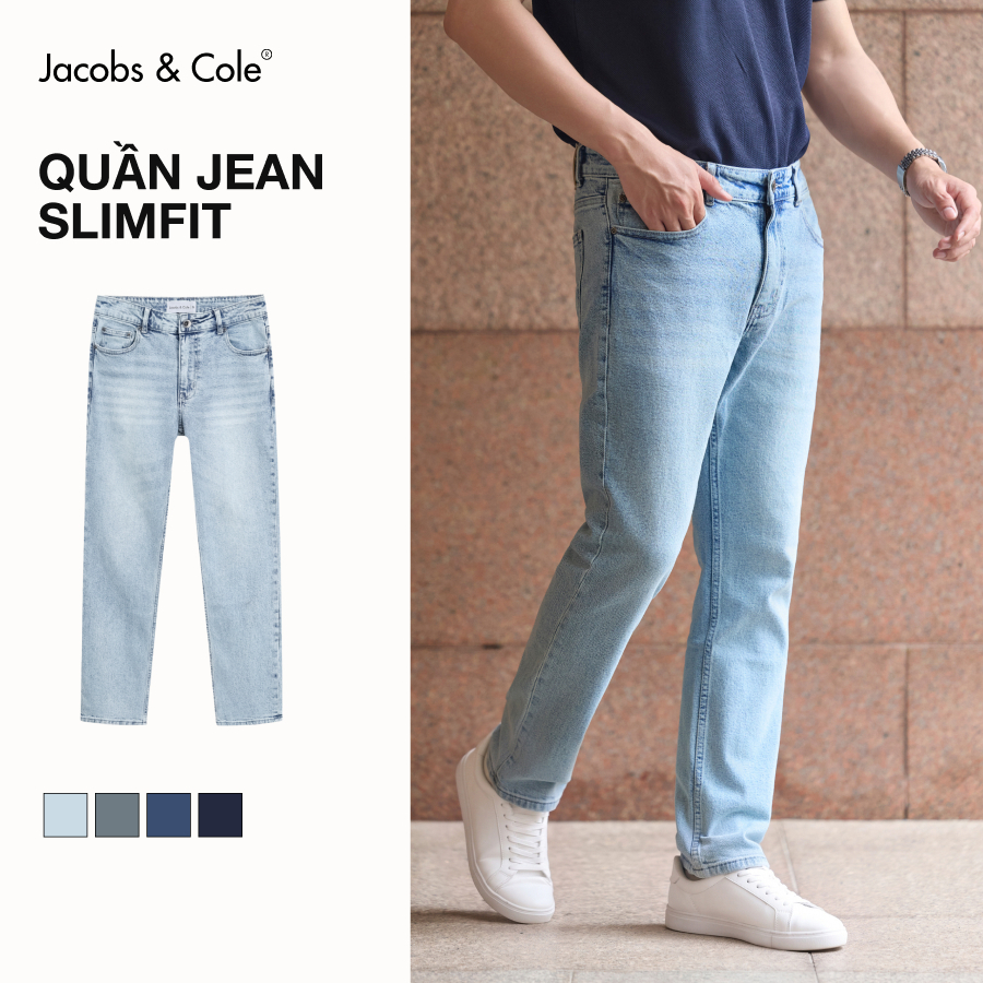 Quần jean nam quần dài ống đứng SLIMFIT denim cotton co giãn nút khóa kéo Jacobs & Cole