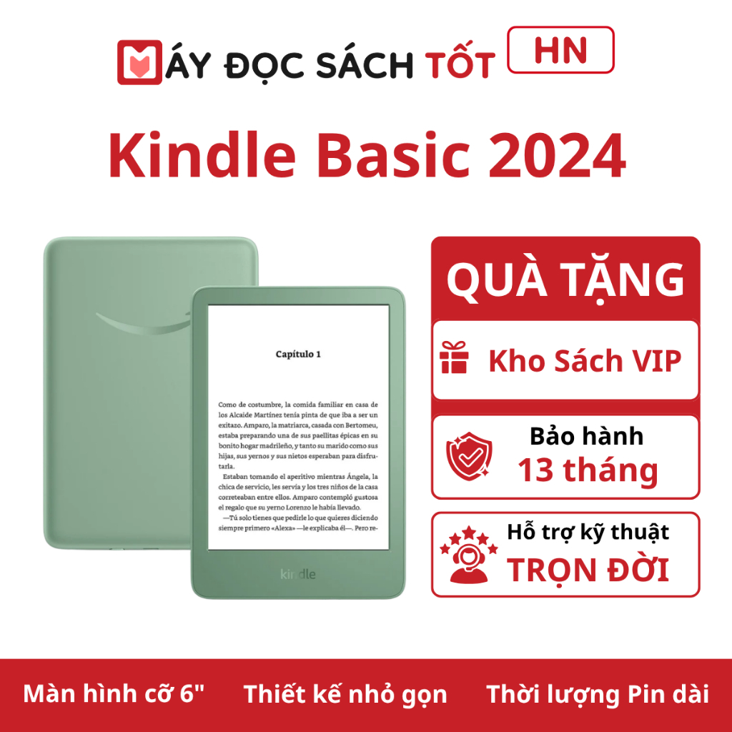 Máy đọc sách Kindle Basic 2024 | Kindle 2024 | Bảo hành 13 tháng | Tặng kho sách VIP | MDST