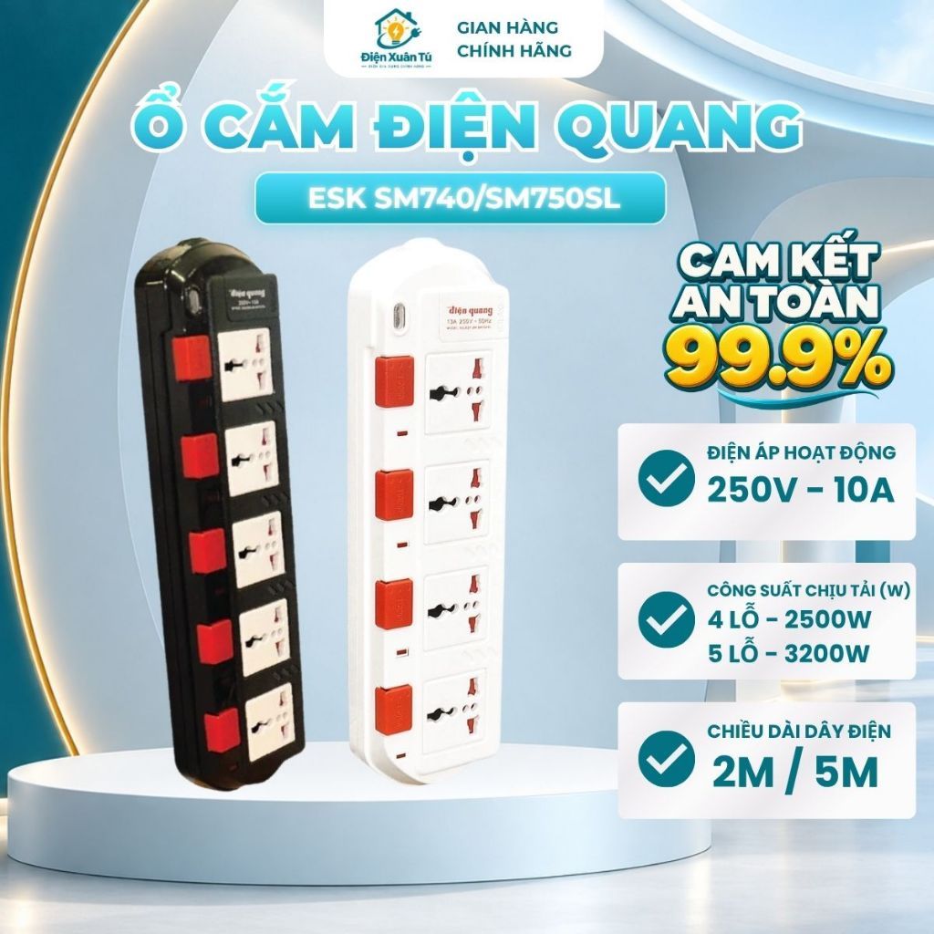 Ổ Cắm Điện Quang ESK SM740/SM750SL – 4/5 Lỗ Đa Năng, Kết Nối Nhiều Thiết Bị Điện Cùng Lúc