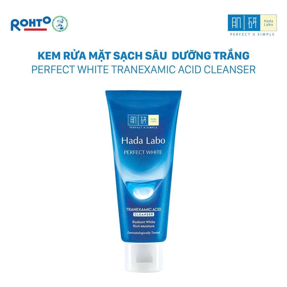 [HOẢ TỐC] Kem Rửa Mặt Giúp Dưỡng Sáng Perfect White Cleanser Hada Labo 80Gr