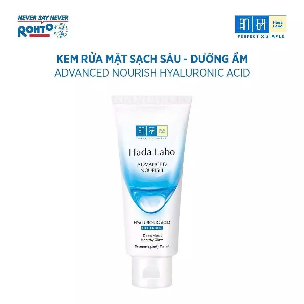 [HOẢ TỐC] Kem Rửa Mặt Dưỡng Ẩm Hada Labo Advanced Nourish Hyaluronic Acid Cleanser 80Gr