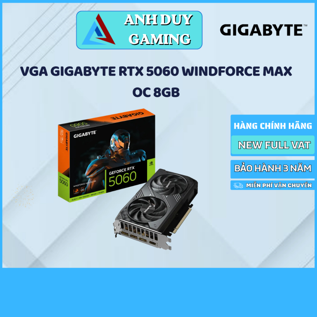 Gigabyte VGA RTX 5060 WINDFORCE MAX OC 8GB | New Chính Hãng | Bảo Hành 3 Năm