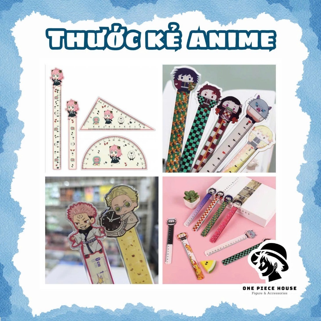 Thước kẻ 15 cm - Thước nhiều anime - Đồ Dùng Học Tập (Kimetsu no yaiba, Jujustu Kaisen, SPY Family, 