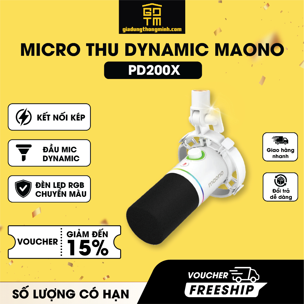 Micro thu âm có dây MAONO RGB PD200X micro dynamic
