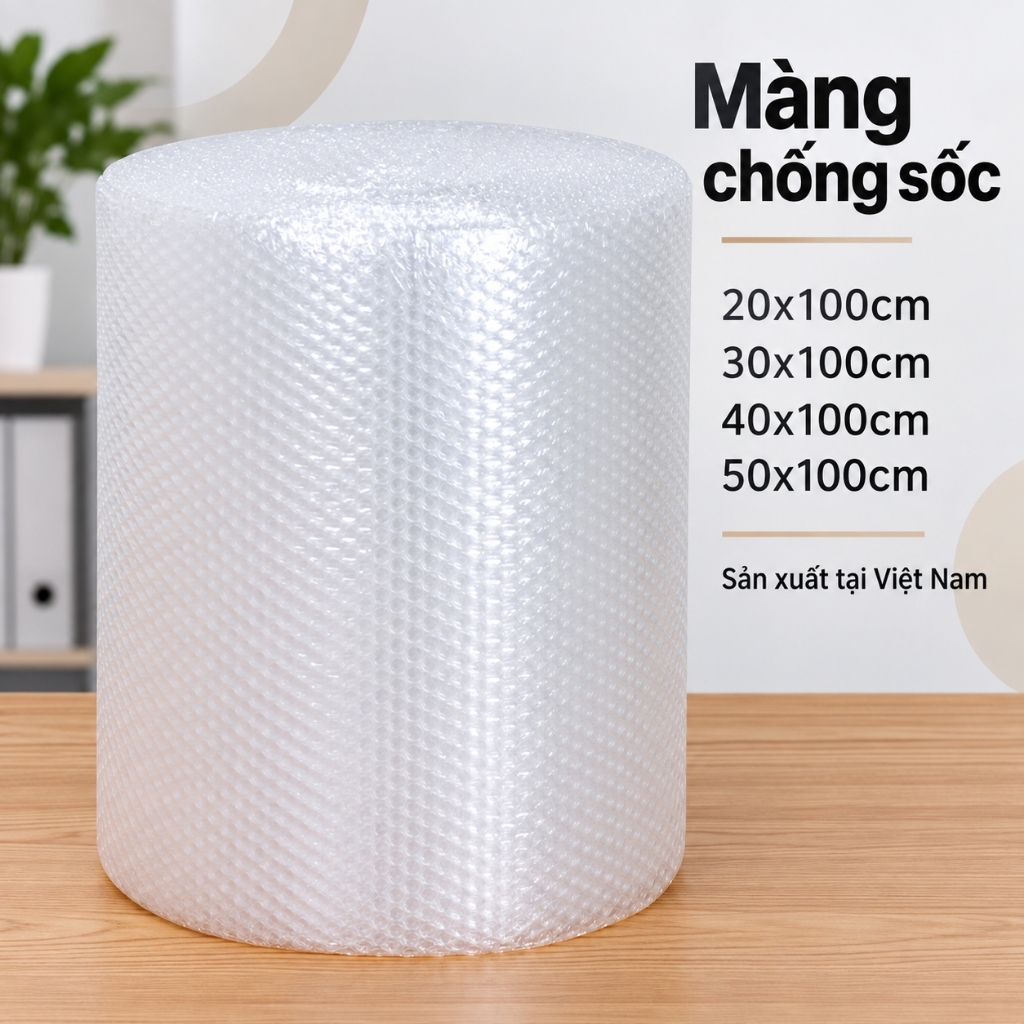 100m Cuộn Xốp Khí, cmxốp chống sốc đóng hàng,Xốp Nổ Gói Hàng, Bọc Hàng  - Kích Thước 20/30/40/50/80/100