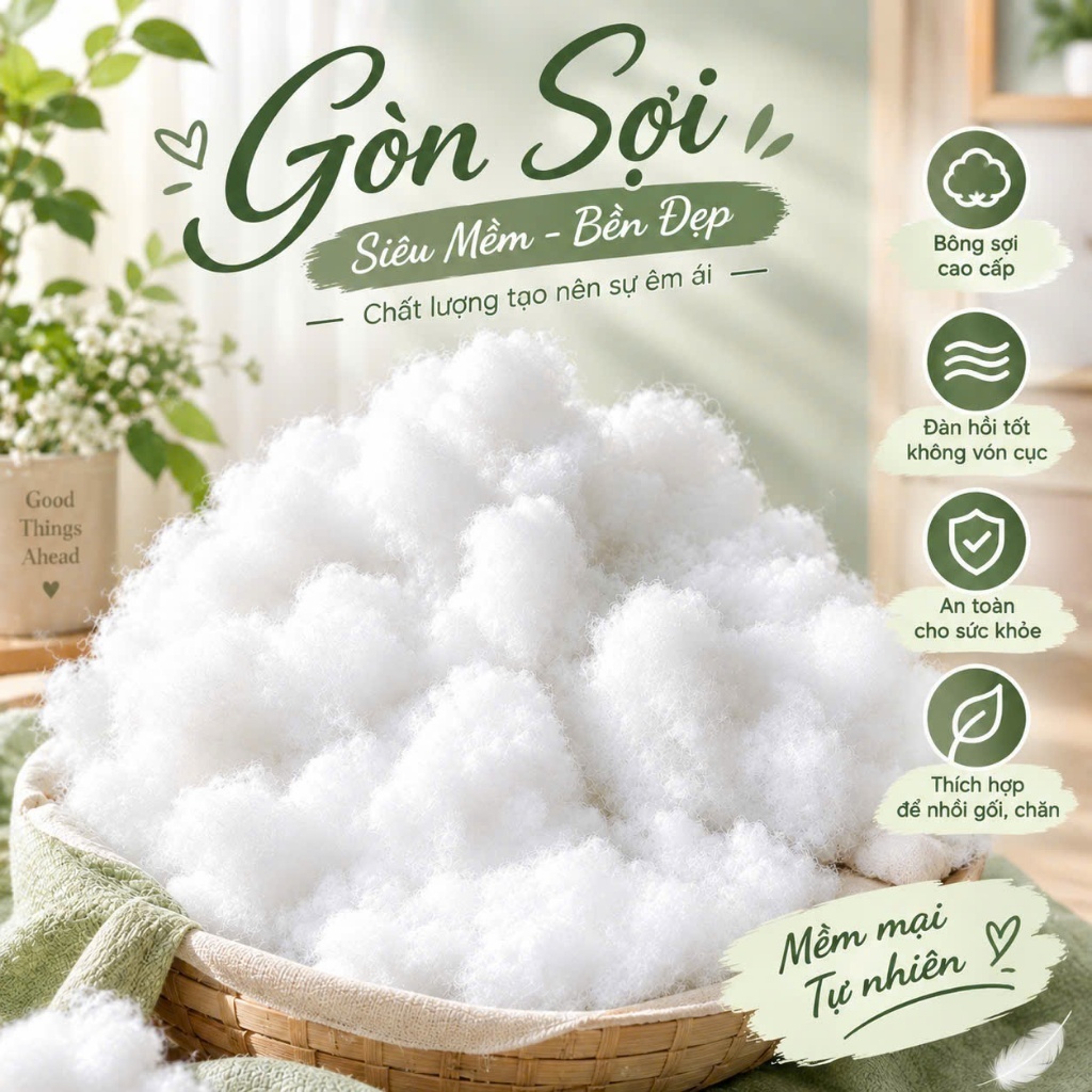 GÒN SỢI NHỒI GỐI CAO CẤP - BÔNG GÒN NHÂN TẠO SIÊU MỀM MẠI , ĐÀN HỒI TỐT  ( nhồi gấu bông , chăn , gố