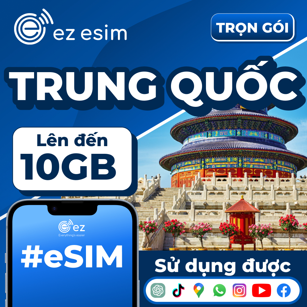 eSIM Trung Quốc | 3GB-10GB – Gói hạn ngạch, ez-eSIM Vietnam cung cấp eSIM ngay lập tức qua email | C