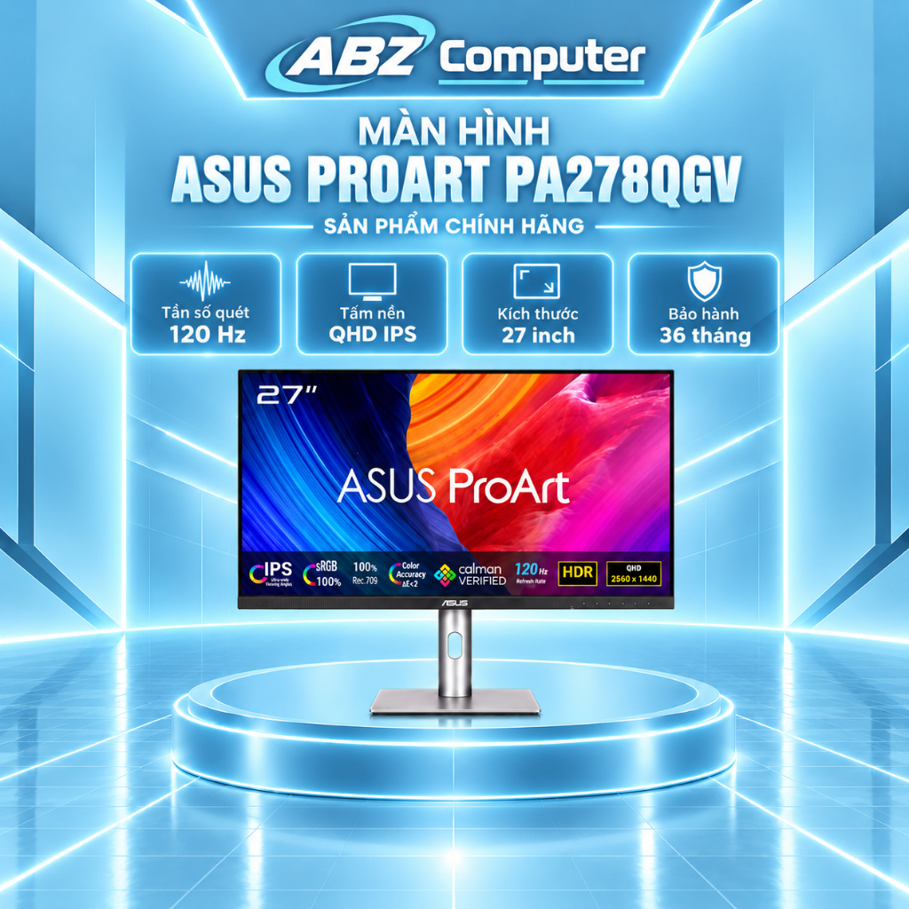 MÀN HÌNH ASUS PROART PA278QGV 27'' 120Hz | NEW| CHÍNH HÃNG| Bảo hành 36 tháng