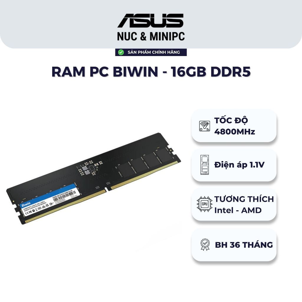 [FULL VAT] RAM PC BIWIN 16Gb - DDR5 4800MHz Hiệu Năng Vượt Trội