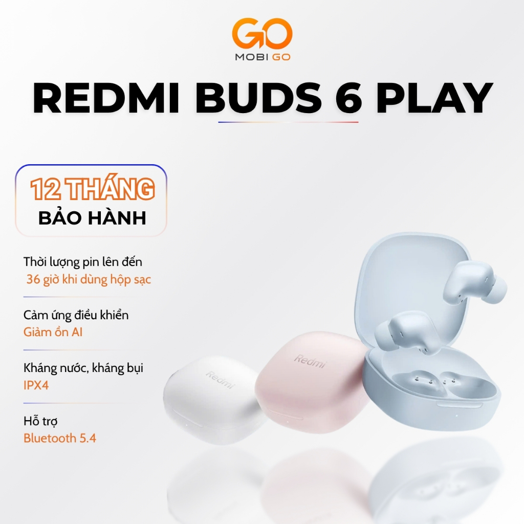 Tai Nghe Không Dây Xiaomi Redmi Buds 6 Play - Độ trễ thấp - Hàng chính hãng - Bảo hành 12 tháng