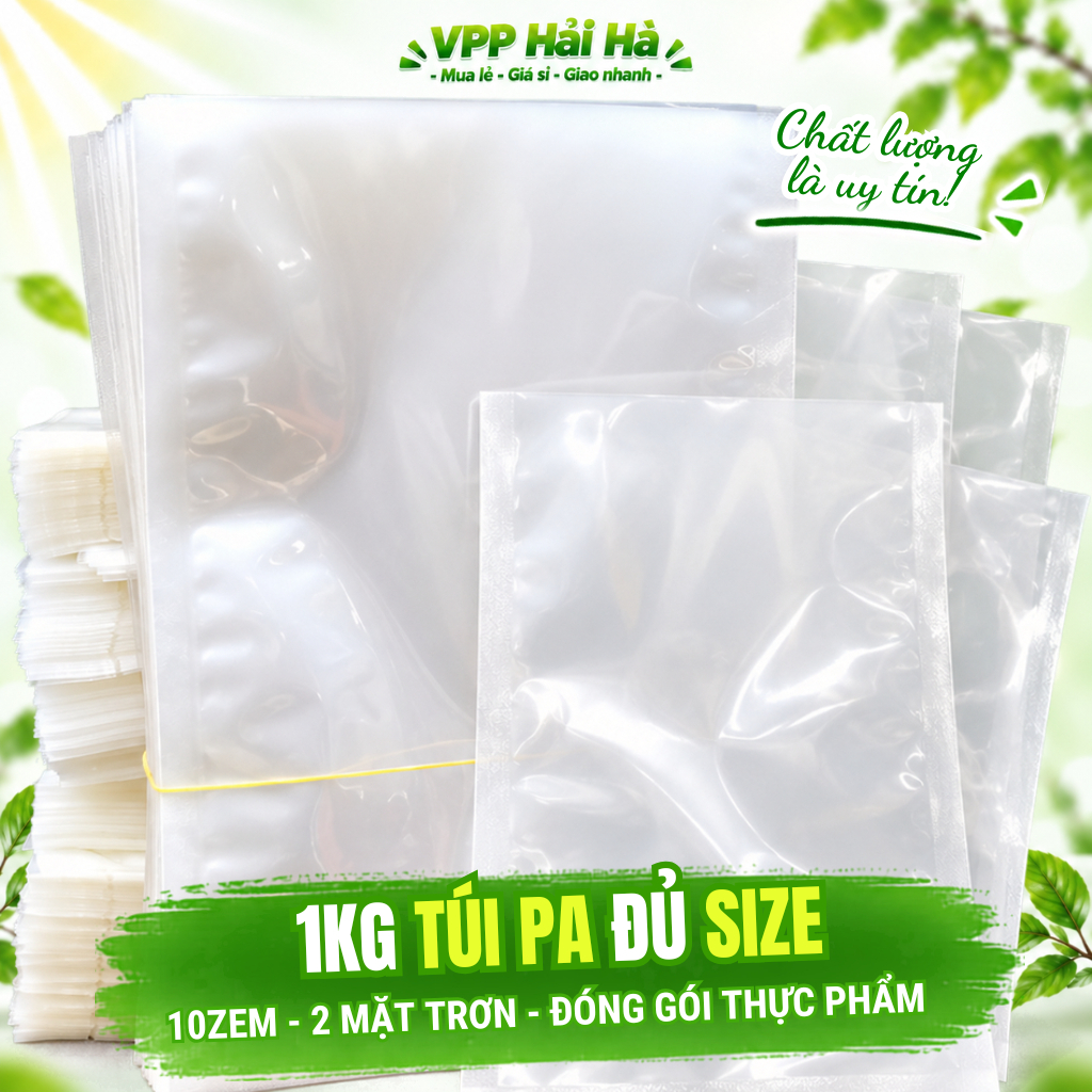 1kg Túi PA Hút Chân Không 10zem 2 Mặt Trơn Đủ Size Đóng Gói Thực Phẩm