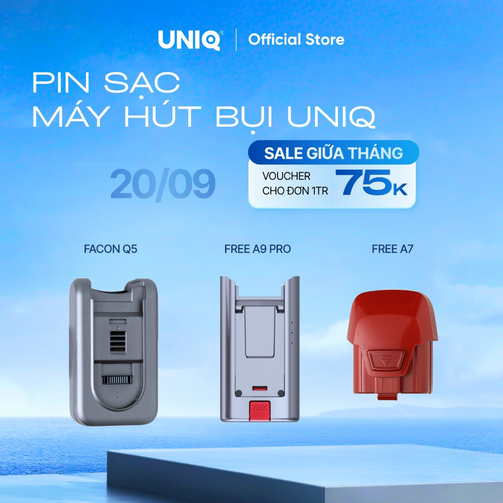 Pin sạc máy hút bụi cầm tay không dây gia đình UNIQ Free A7/ Ultra/ Falcon Q5/ A9 pro mini hút sofa 