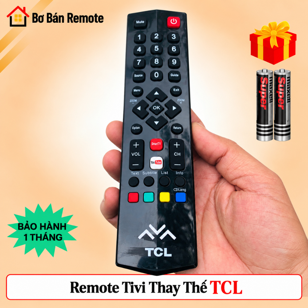 Remote điều khiển tivi TCL, điều khiển TV TCL các dòng internet - Tặng Pin