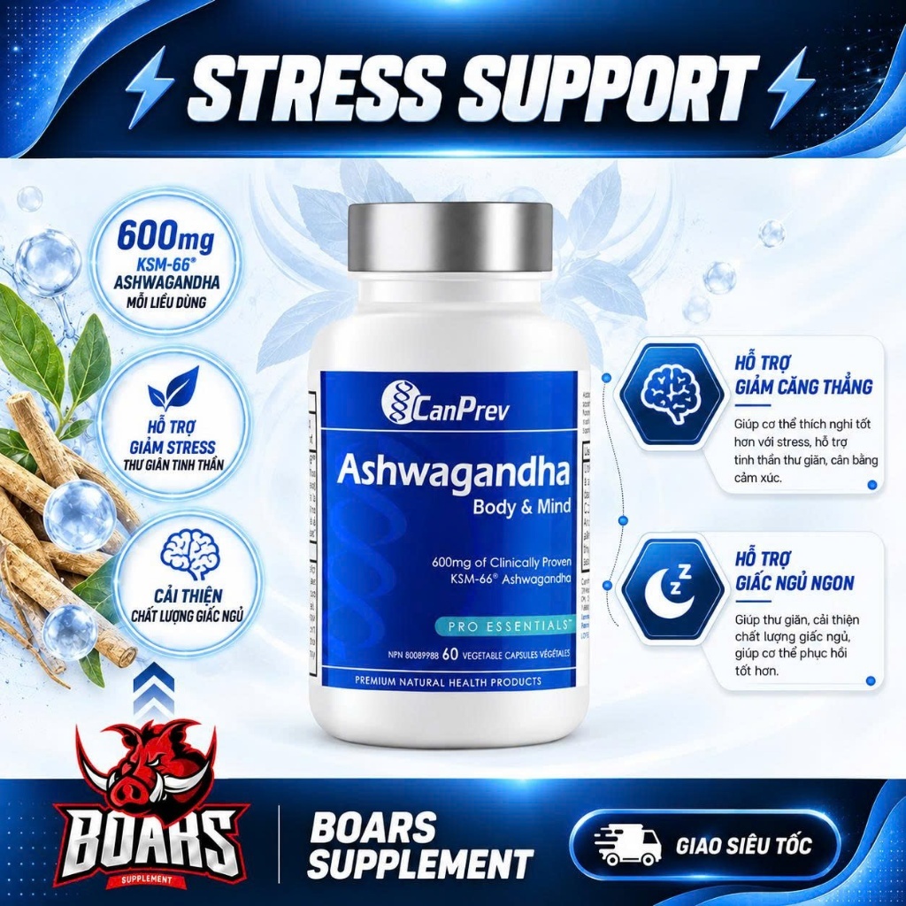 CanPrev Ashwagandha Body & Mind - Cải Thiện Giấc Ngủ & Tâm Trạng
