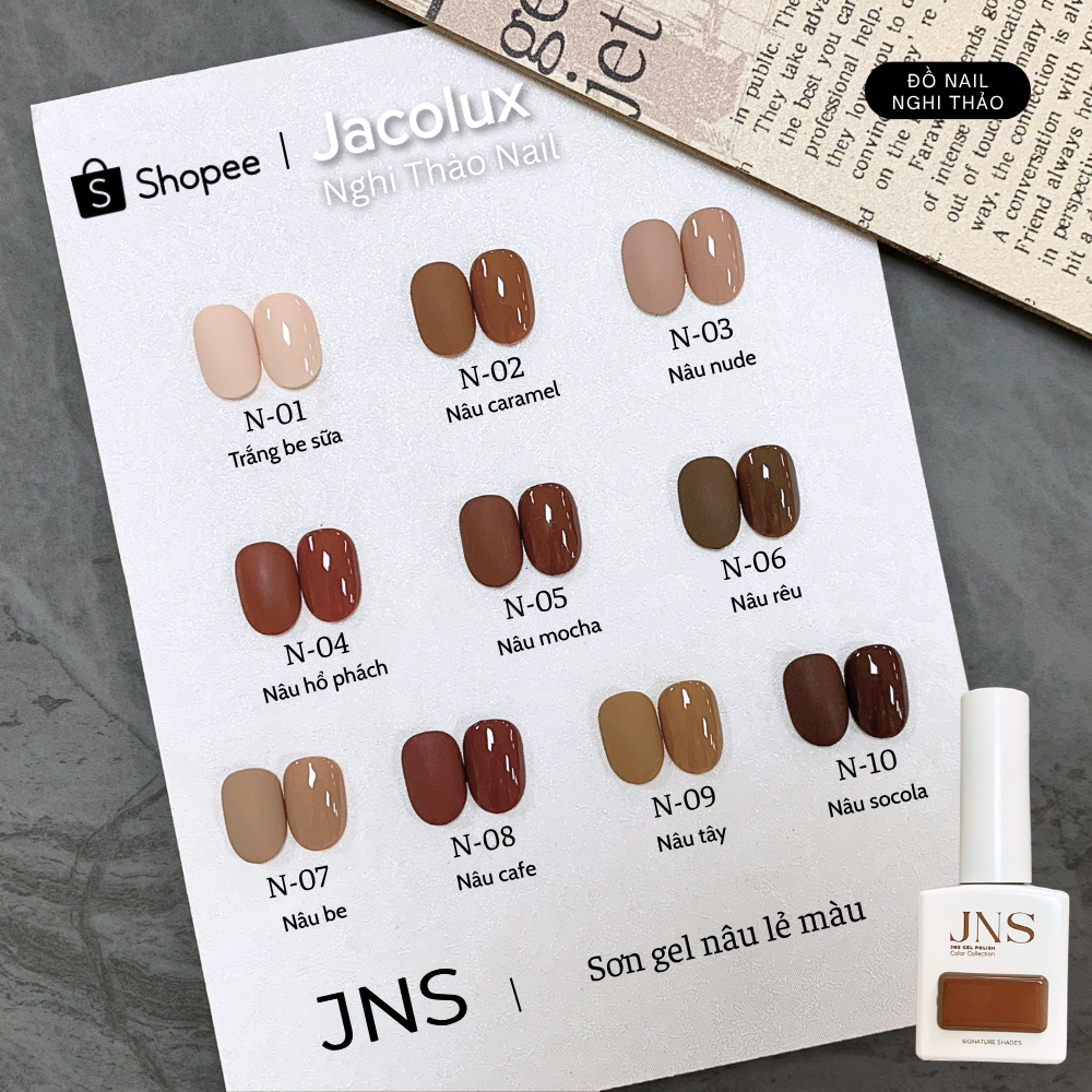 Sơn gel nâu lẻ màu JNS đồ làm nails Nghi Thảo GJNSX