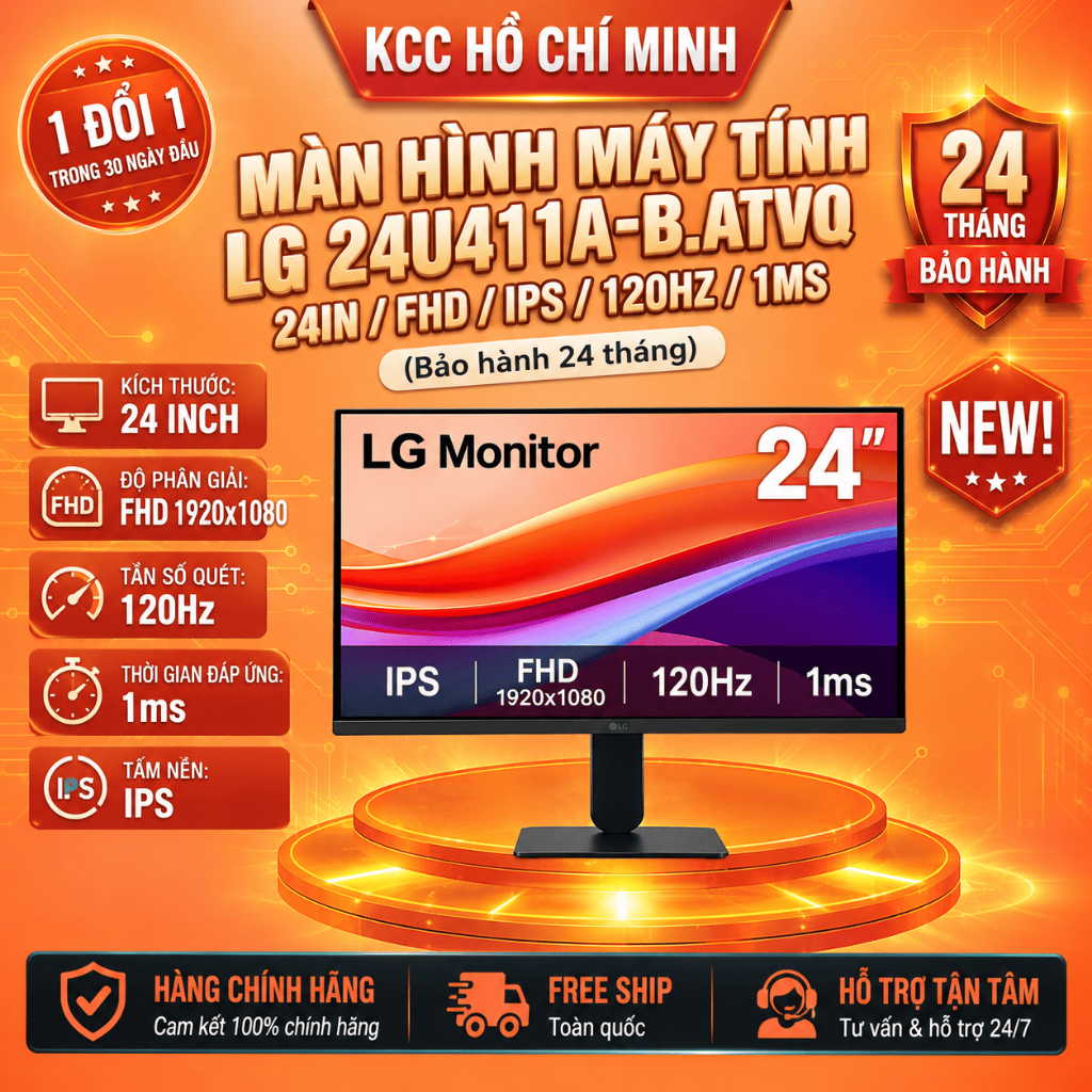 Màn hình máy tính LG 24U411A-B.ATVQ (24in / FHD / IPS / 120Hz / 1ms) - Bảo hành 24 tháng