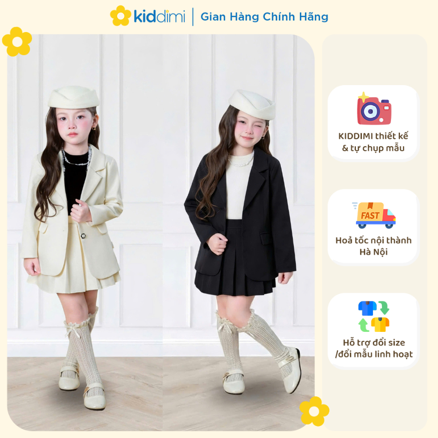 (Chính hãng Kiddimi) Set vest (áo vest + chân váy) sang trọng, thanh lịch cho bé gái - KELY SET by K