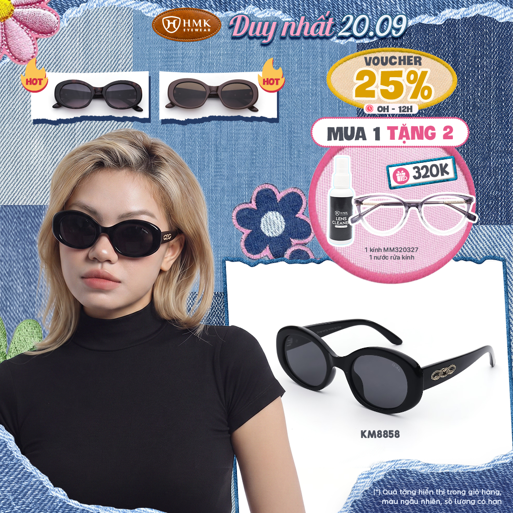 Kính Mát Đi Biển HMK Eyewear Kính Oval Thời Trang Sang Chảnh Phân Cực Chống UV - KM8858