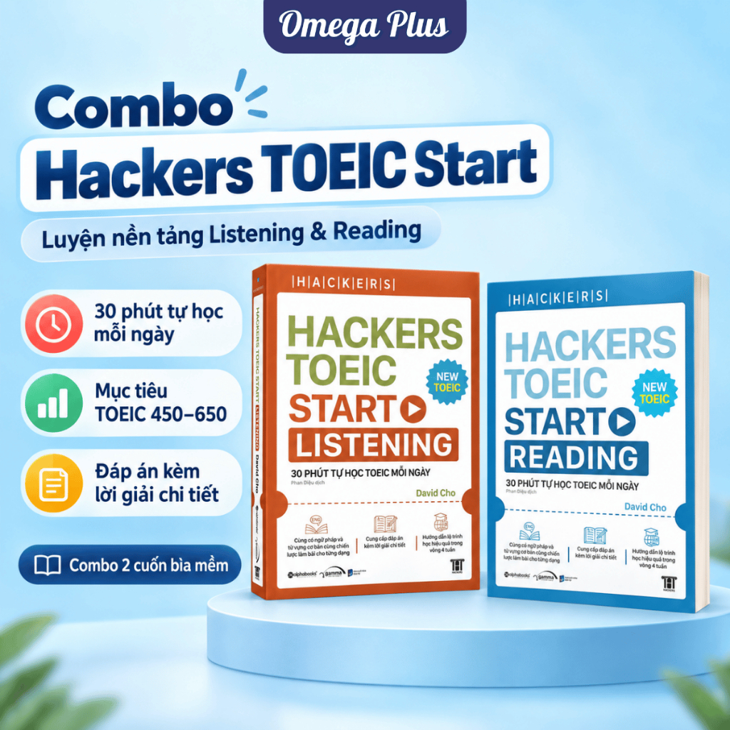 Combo Sách Hackers TOEIC: Hackers Toeic Start Listening + Hackers Toeic Start Reading - David Cho (A