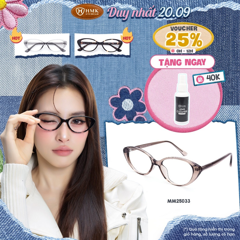 Kính Mắt Mèo Thời Trang HMK Eyewear Nhựa Cao Cấp Fashion Hợp Mọi Dáng Mặt - MM25033
