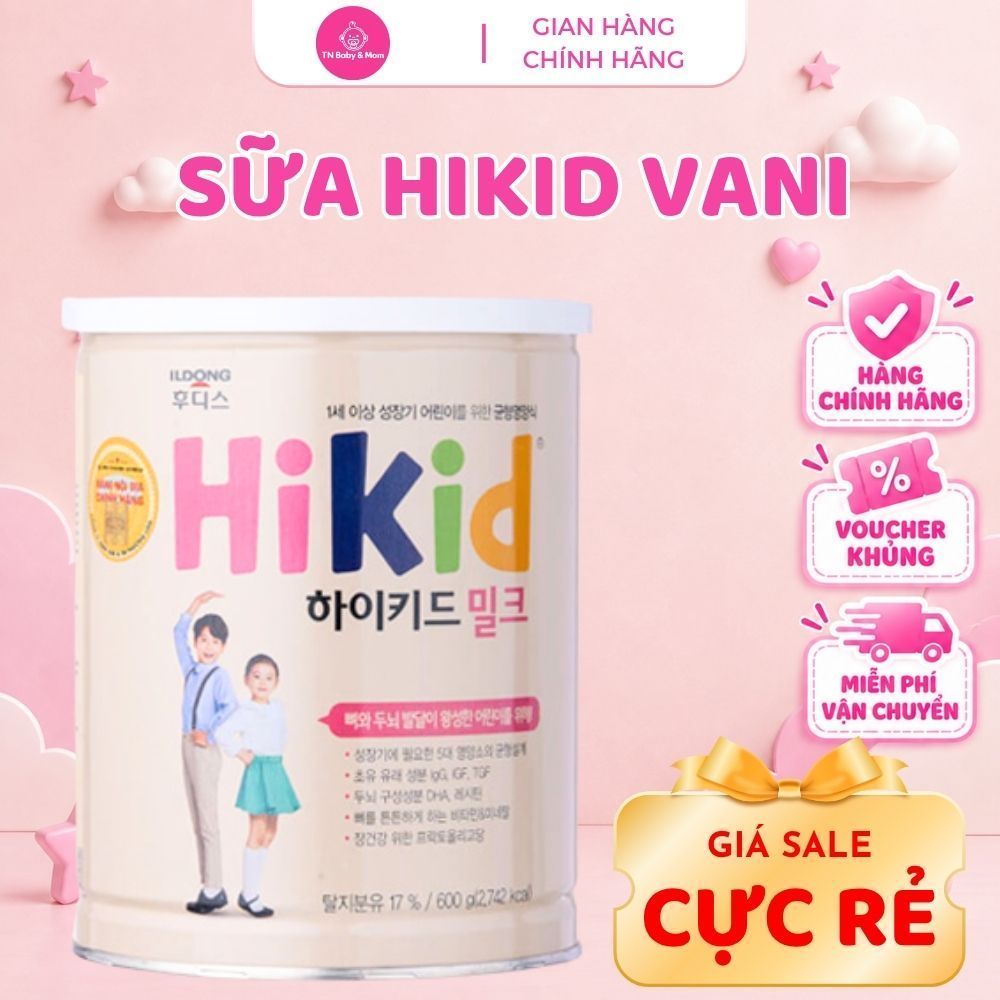 Sữa Hikid Vani 600g Chính Hãng Cho Bé 1-9 Tuổi Nhập Khẩu Hàn Quốc , Tăng Chiều Cao, Bổ Sung Canxi DHA