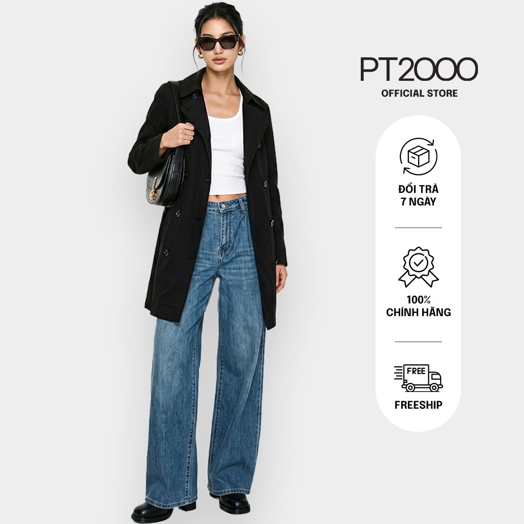 Áo khoác kaki nữ PT2000, áo khoác dáng dài trench coat, thiết kế hai hàng khuy cổ điển (AK-V34)