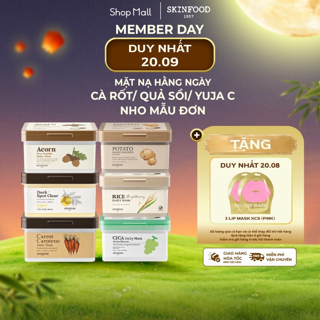 [Live] Hộp Mặt Nạ Dưỡng Da Hằng Ngày Cà Rốt/Quả Sồi/Quýt Skinfood Daily Carrot Carotone/Acorn Pore P
