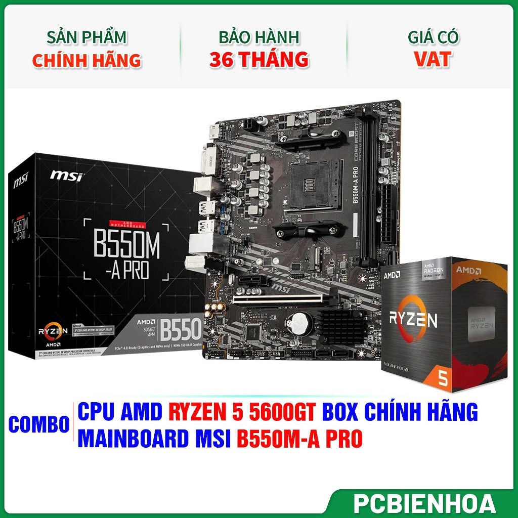 Combo máy tính AMD - Ryzen 5 5600GT + B550M-A PRO MSI  -36T